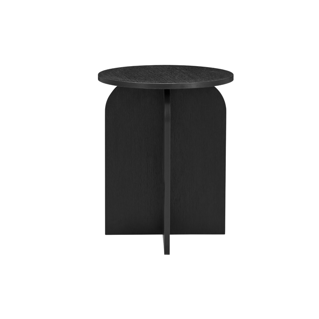 TWENTY10 DESIGNS Everyday Living Collection Arco Round Side Table in Black Woodgrain Finish