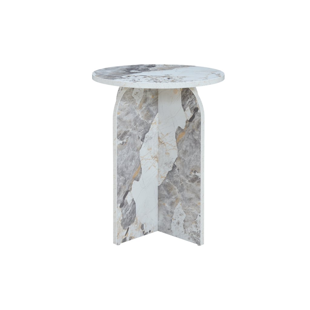 TWENTY10 DESIGNS Everyday Living Collection Arco Round Side Table in Pandora Marble Effect