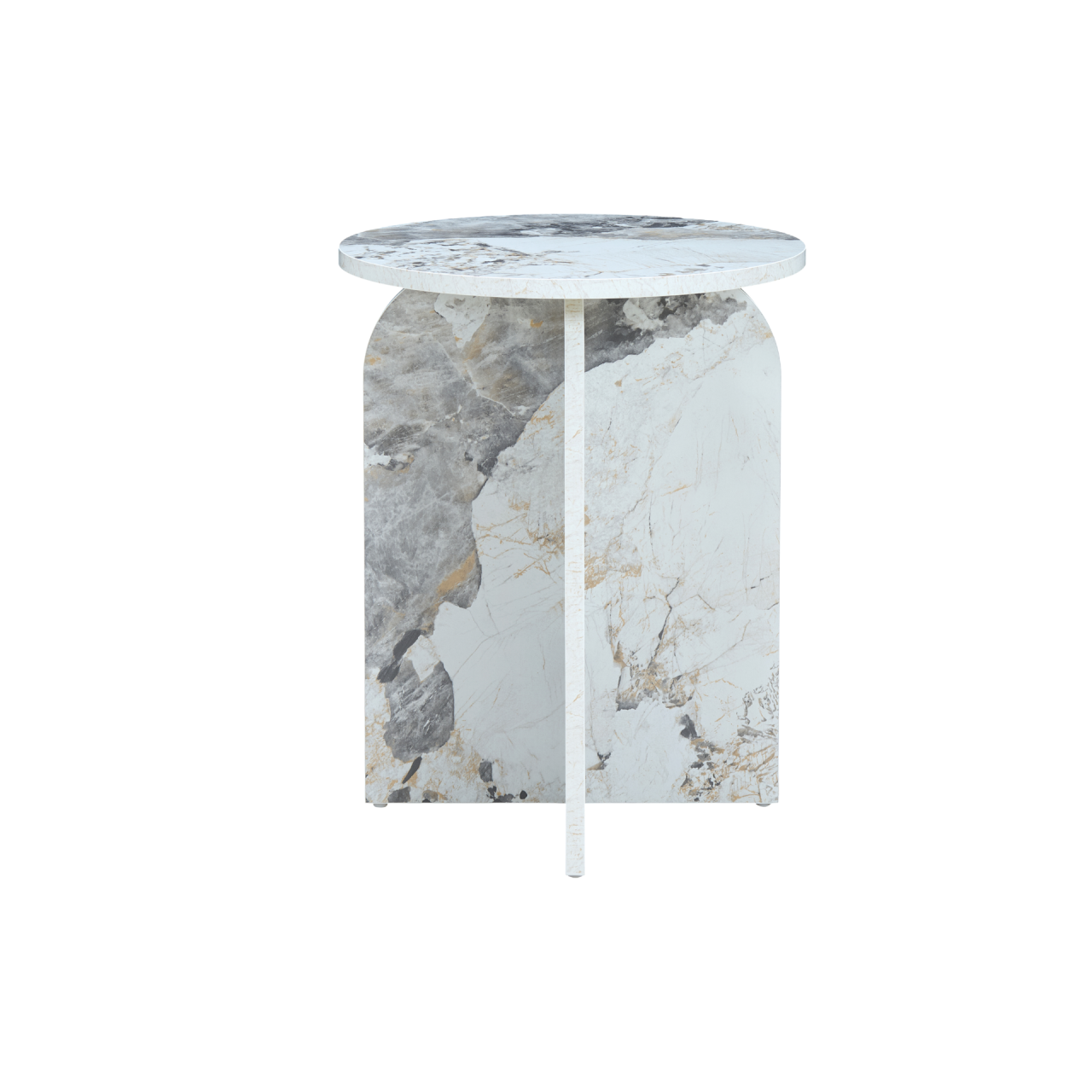 TWENTY10 DESIGNS Everyday Living Collection Arco Round Side Table in Pandora Marble Effect