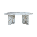 TWENTY10 DESIGNS Everyday Living Collection Aura Oval Coffee Table in Pandora Marble-Effect Finish