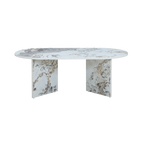 TWENTY10 DESIGNS Everyday Living Collection Aura Oval Coffee Table in Pandora Marble-Effect Finish