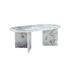 TWENTY10 DESIGNS Everyday Living Collection Aura Oval Coffee Table in Pandora Marble-Effect Finish