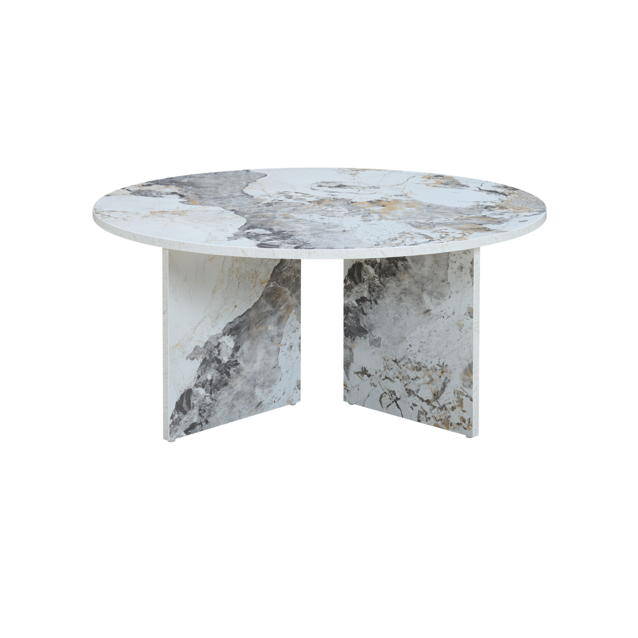 TWENTY10 DESIGNS Everyday Living Collection Aura Round Coffee Table in Pandora Marble-Effect Finish
