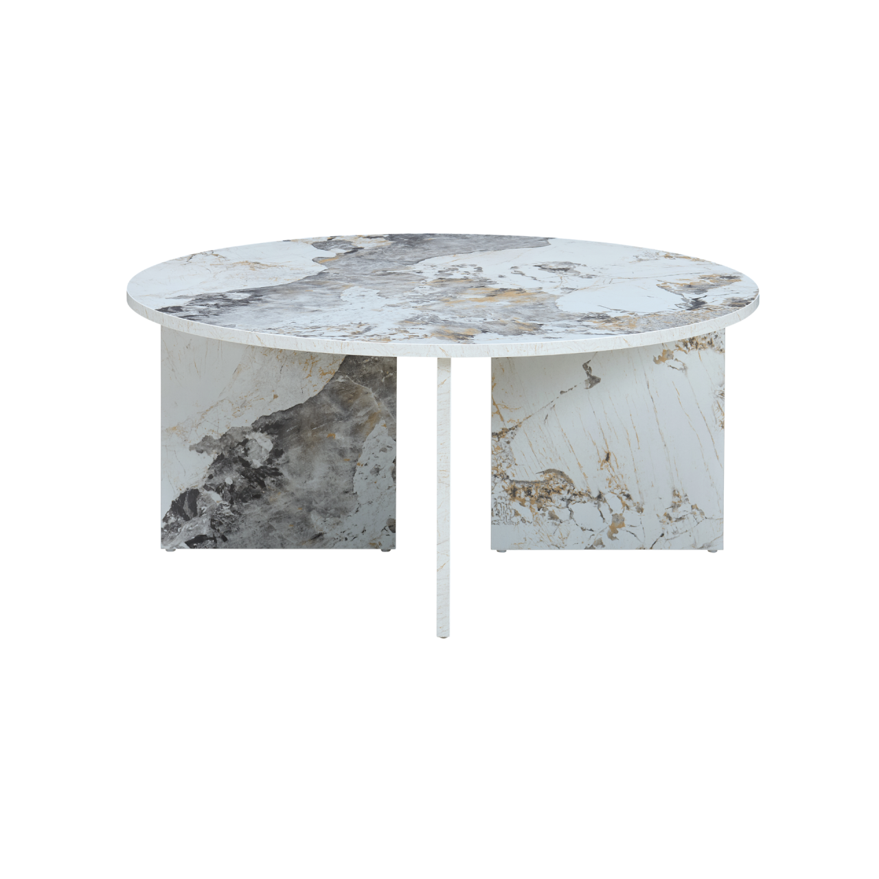 TWENTY10 DESIGNS Everyday Living Collection Aura Round Coffee Table in Pandora Marble-Effect Finish