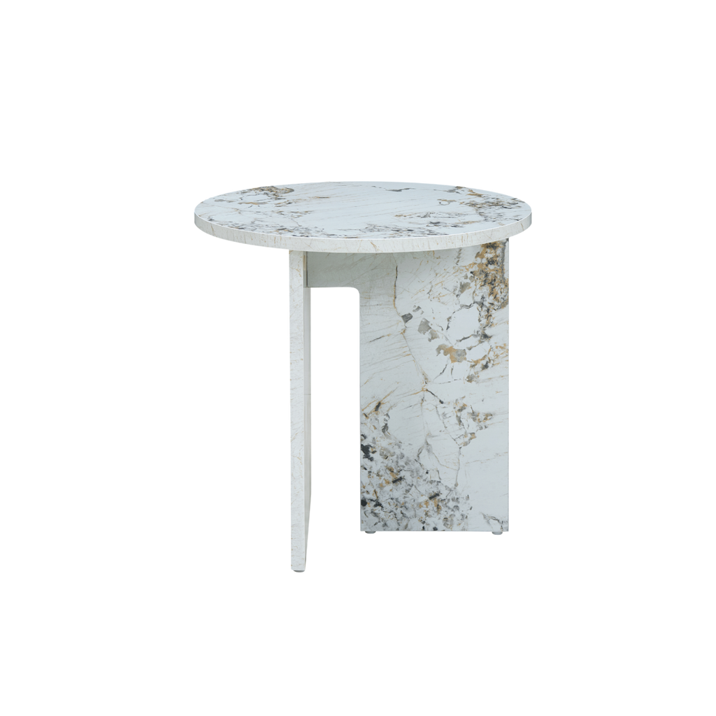 TWENTY10 DESIGNS Everyday Living Collection Aura Side Table in Pandora Marble-Effect Finish