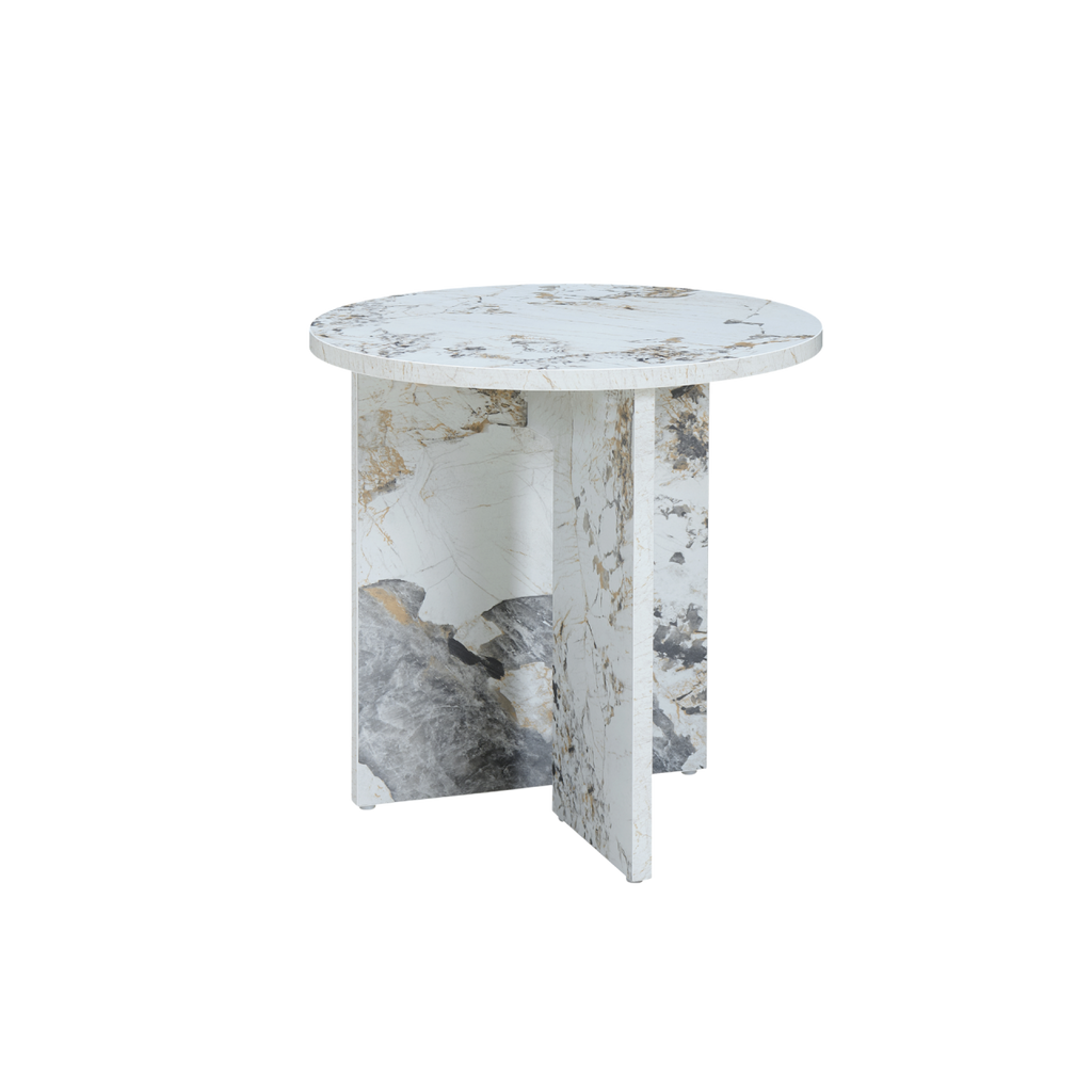 TWENTY10 DESIGNS Everyday Living Collection Aura Side Table in Pandora Marble-Effect Finish