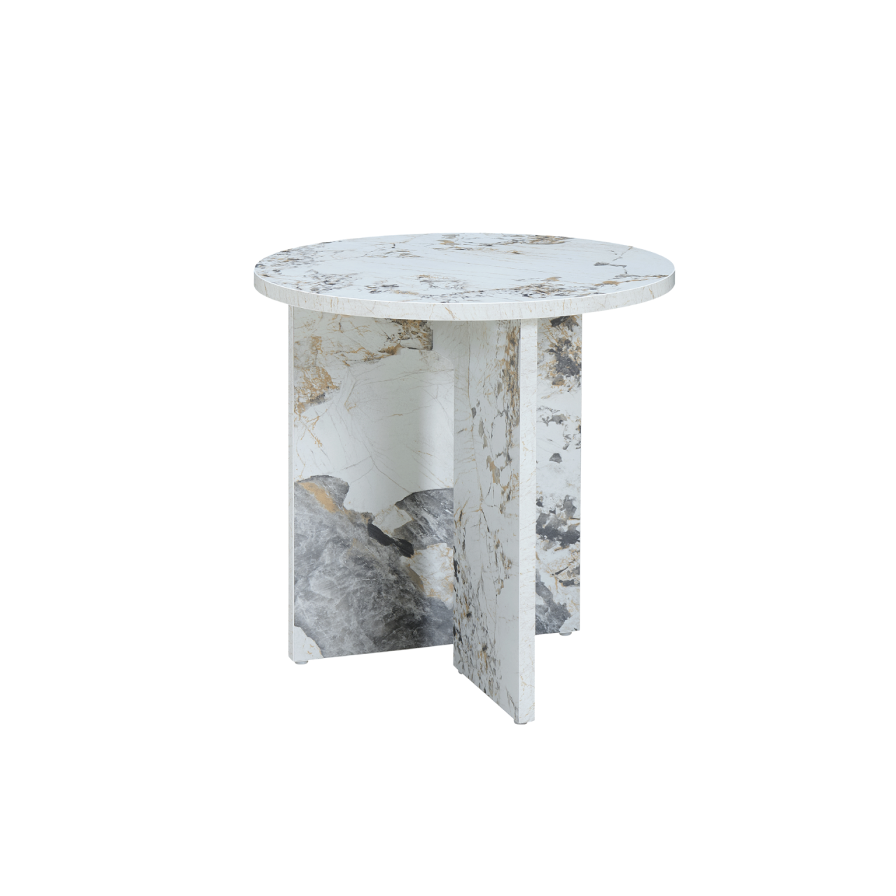 TWENTY10 DESIGNS Everyday Living Collection Aura Side Table in Pandora Marble-Effect Finish