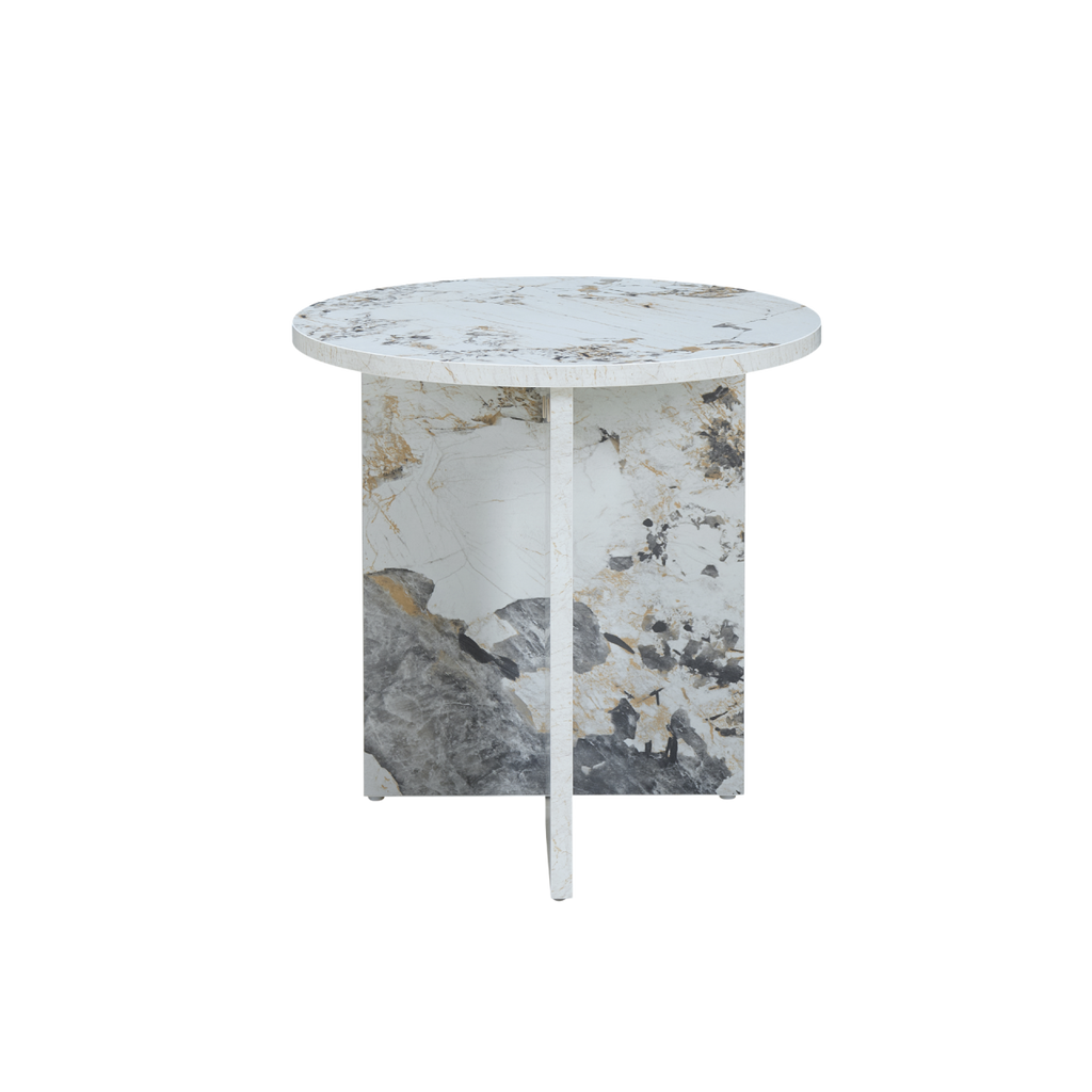 TWENTY10 DESIGNS Everyday Living Collection Aura Side Table in Pandora Marble-Effect Finish
