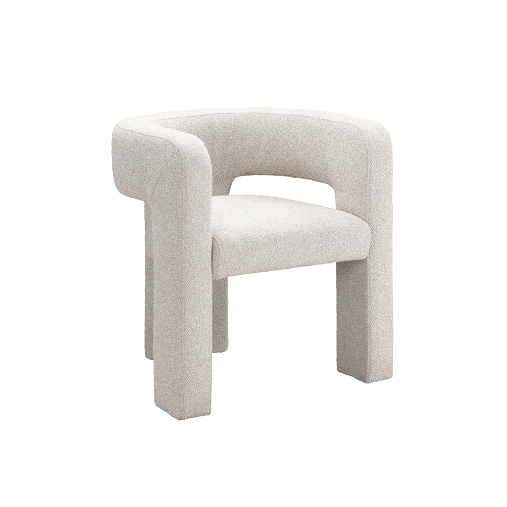 TWENTY10 DESIGNS Everyday Living Collection Crescent Occasional Chair and Armchair, Eco-Friendly And Sustainable, in Woven Mink Boucle, 625 x 580 x 690 cm