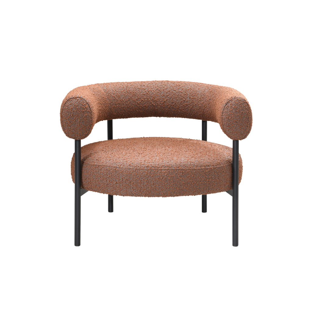TWENTY10 DESIGNS Everyday Living Collection Eclipse Eco-Friendly Occasional Chair in Burnt Orange & Grey Boucle, 82 x 68 x 66 cm