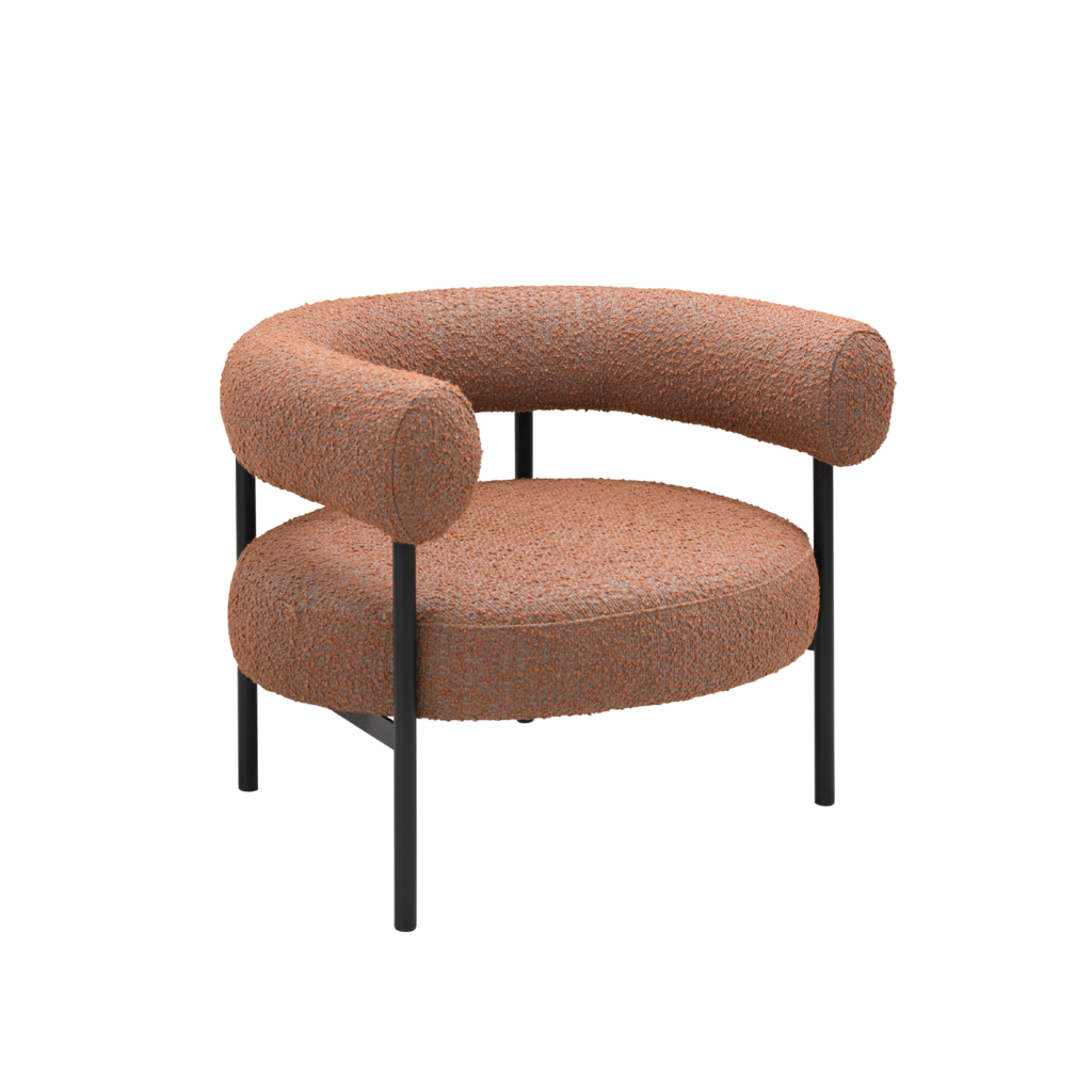 TWENTY10 DESIGNS Everyday Living Collection Eclipse Eco-Friendly Occasional Chair in Burnt Orange & Grey Boucle, 82 x 68 x 66 cm