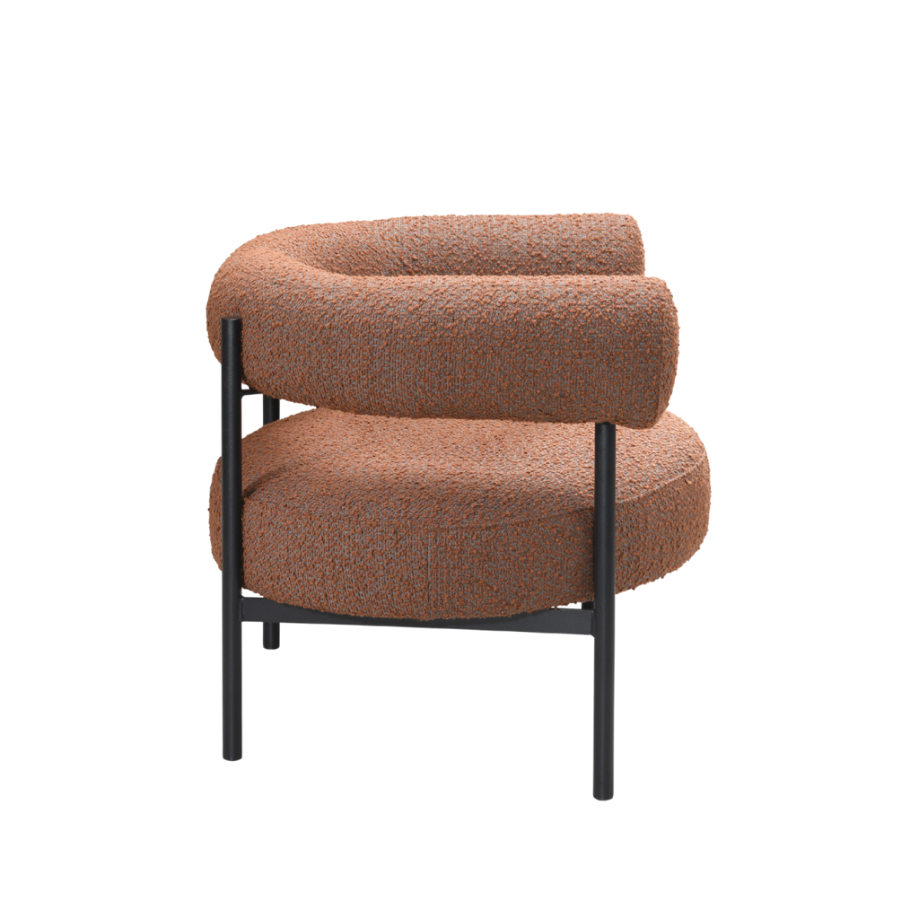 TWENTY10 DESIGNS Everyday Living Collection Eclipse Eco-Friendly Occasional Chair in Burnt Orange & Grey Boucle, 82 x 68 x 66 cm