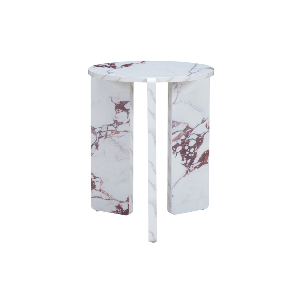 TWENTY10 DESIGNS Everyday Living Collection, Halo Round Side Table, Violetta Marble Effect