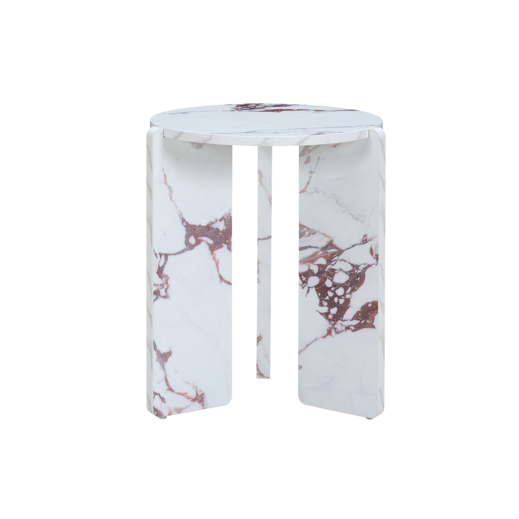 TWENTY10 DESIGNS Everyday Living Collection, Halo Round Side Table, Violetta Marble Effect