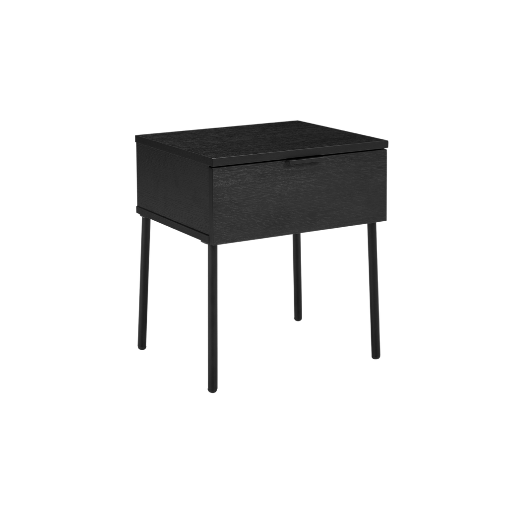TWENTY10 DESIGNS Everyday Living Collection Luna 1-Drawer Bedside Table, Black Woodgrain Finish