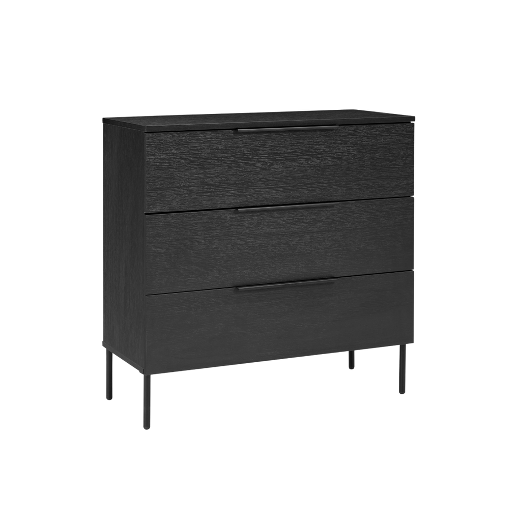 TWENTY10 DESIGNS Everyday Living Collection Luna 3-Drawer Chest of Drawers, Black Woodgrain Finish
