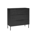 TWENTY10 DESIGNS Everyday Living Collection Luna 3-Drawer Chest of Drawers, Black Woodgrain Finish