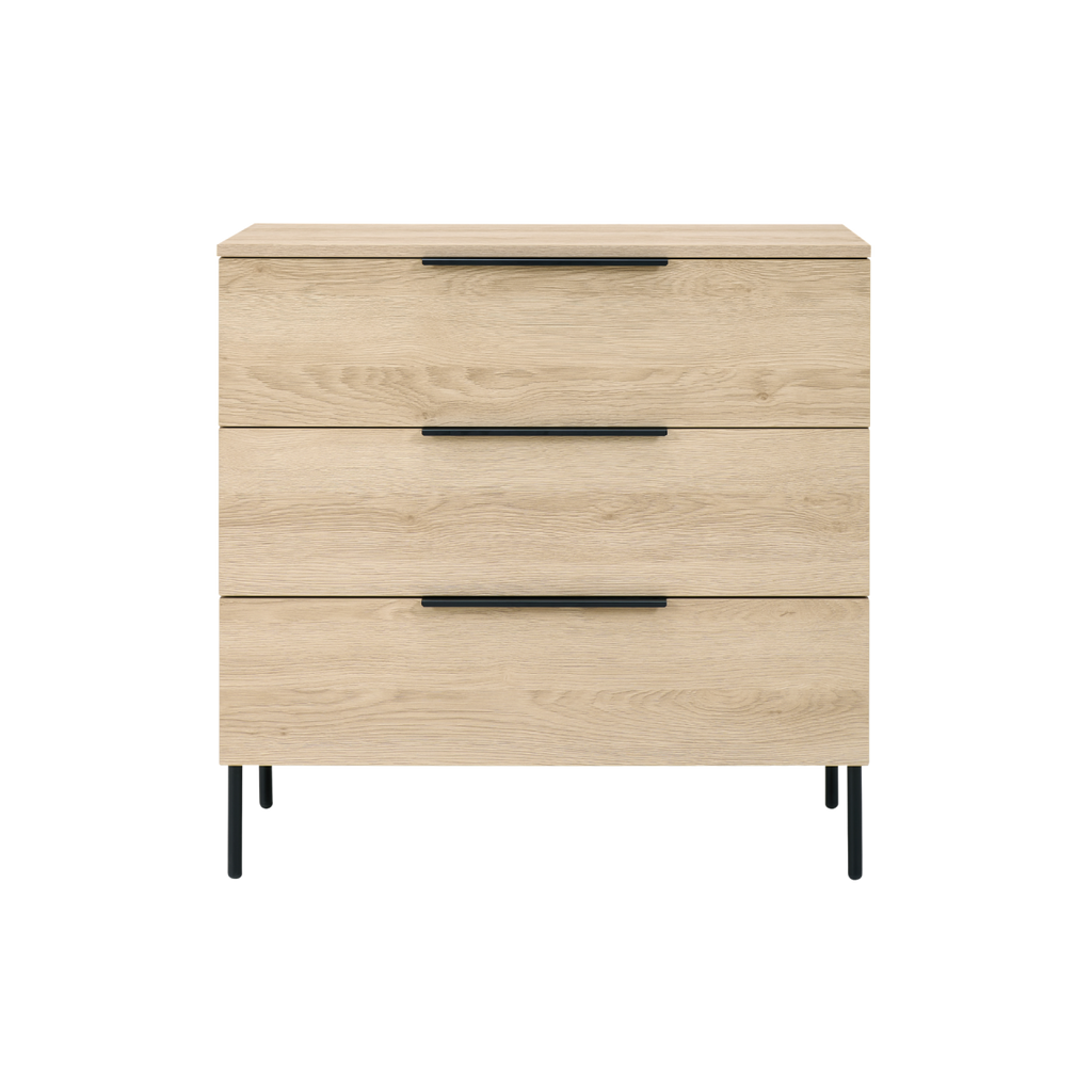 TWENTY10 DESIGNS Everyday Living Collection Luna 3-Drawer Chest of Drawers, Oak Woodgrain Finish