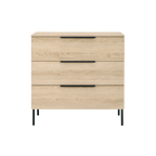 TWENTY10 DESIGNS Everyday Living Collection Luna 3-Drawer Chest of Drawers, Oak Woodgrain Finish