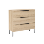 TWENTY10 DESIGNS Everyday Living Collection Luna 3-Drawer Chest of Drawers, Oak Woodgrain Finish
