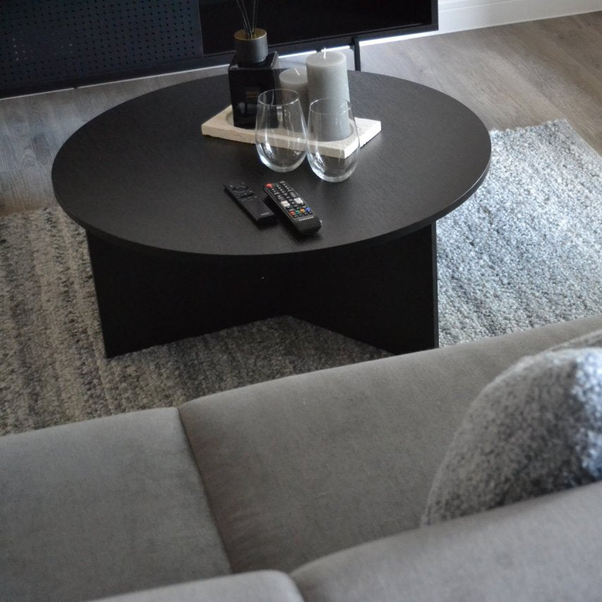 TWENTY10 DESIGNS Everyday Living Collection Nova Round Coffee Table in Black Woodgrain Finish