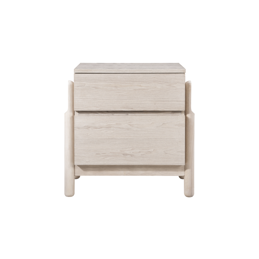 TWENTY10 DESIGNS Everyday Living Collection Whisper 2-Drawer Bedside Table/Nightstand, Eco-Friendly and Sustainable, in Rubberwood, Whitewashed Oak Finish, 57 x 40 x 59 cm