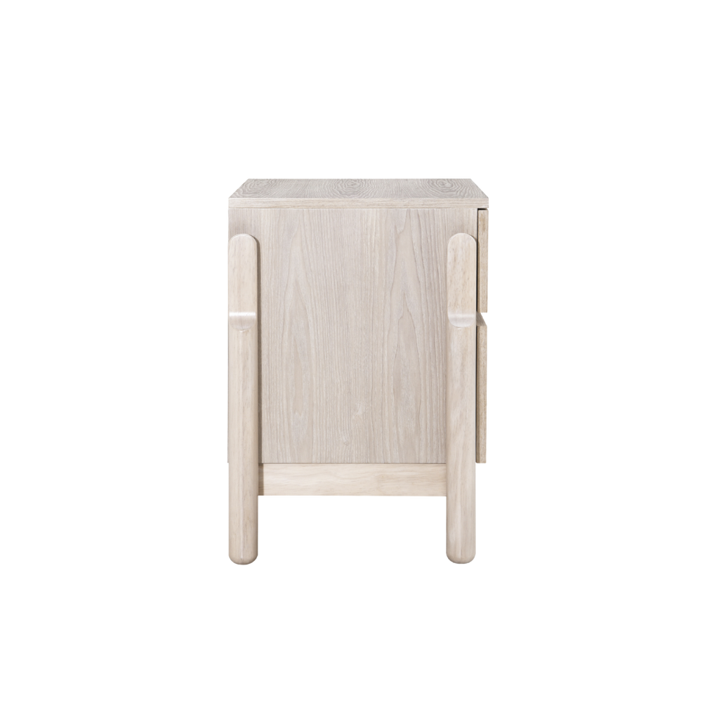 TWENTY10 DESIGNS Everyday Living Collection Whisper 2-Drawer Bedside Table/Nightstand, Eco-Friendly and Sustainable, in Rubberwood, Whitewashed Oak Finish, 57 x 40 x 59 cm