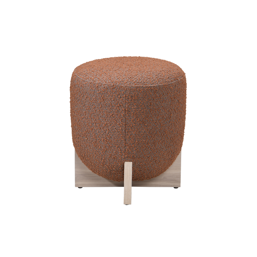 TWENTY10 DESIGNS Everyday Living Collection Whisper Round Stool, Eco-Friendly, Burnt Orange Boucle