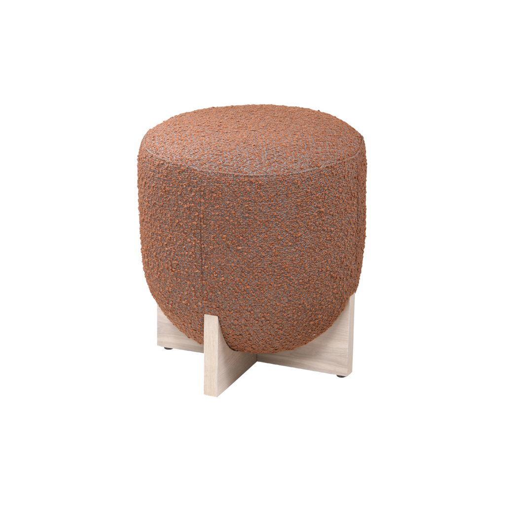 TWENTY10 DESIGNS Everyday Living Collection Whisper Round Stool, Eco-Friendly, Burnt Orange Boucle