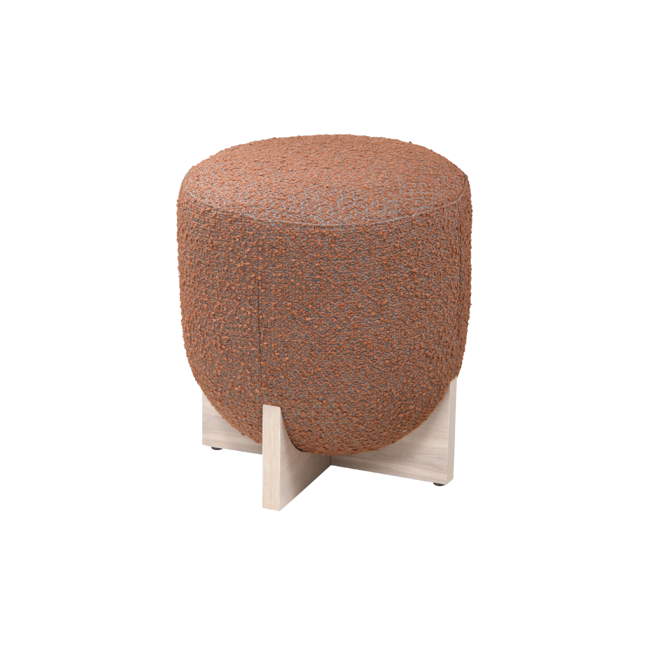 TWENTY10 DESIGNS Everyday Living Collection Whisper Round Stool, Eco-Friendly, Burnt Orange Boucle