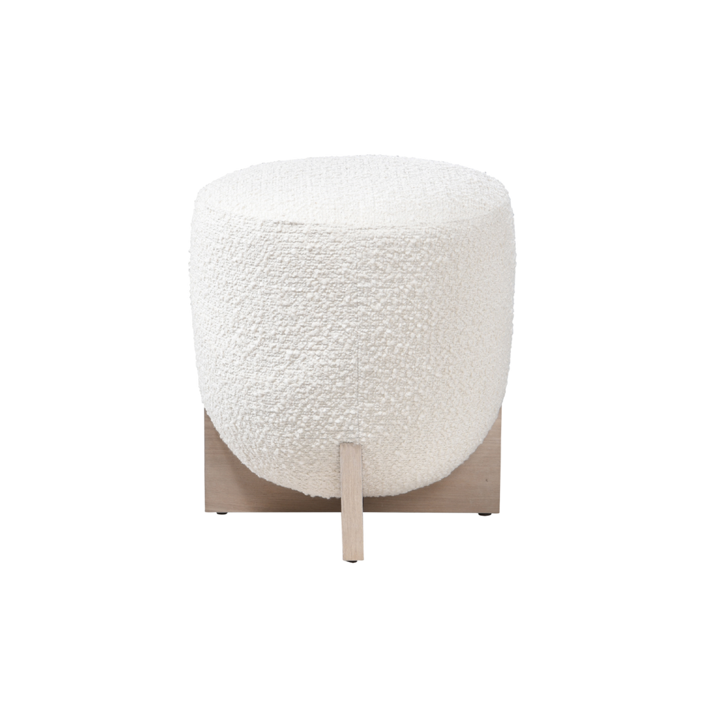 TWENTY10 DESIGNS Everyday Living Collection Whisper Round Stool, Eco-Friendly, Ivory Boucle