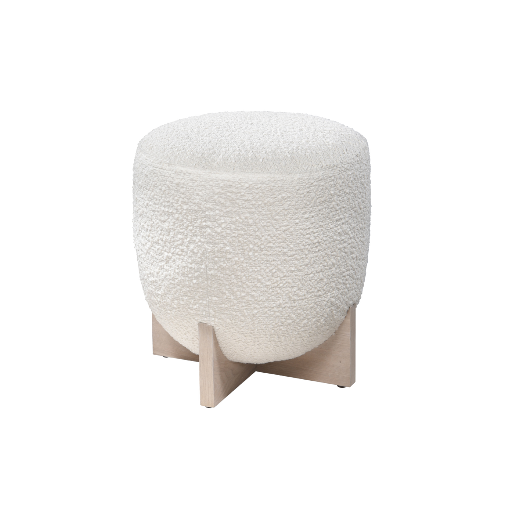 TWENTY10 DESIGNS Everyday Living Collection Whisper Round Stool, Eco-Friendly, Ivory Boucle