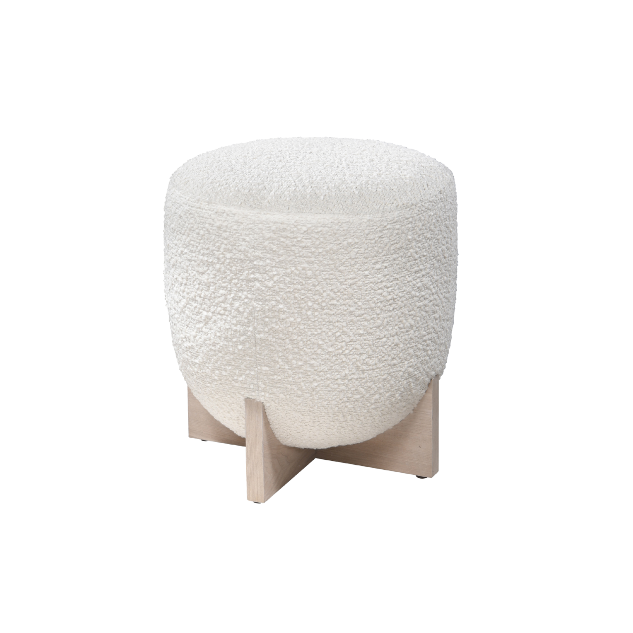 TWENTY10 DESIGNS Everyday Living Collection Whisper Round Stool, Eco-Friendly, Ivory Boucle