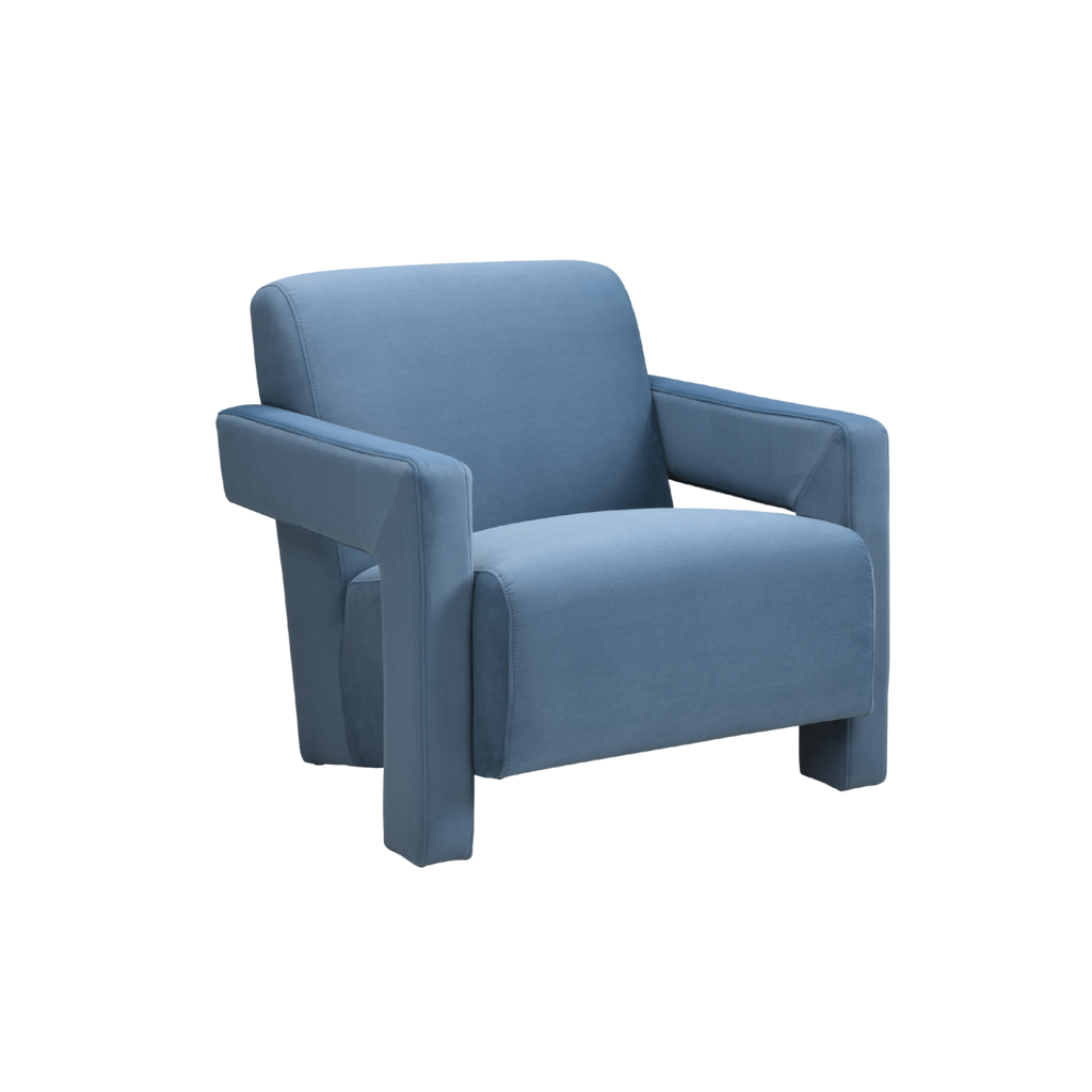 TWENTY10 Designs Everyday Living Collection Eco-Friendly Apex Armchair in Blue Velvet, 84 x 75 x 73 cm