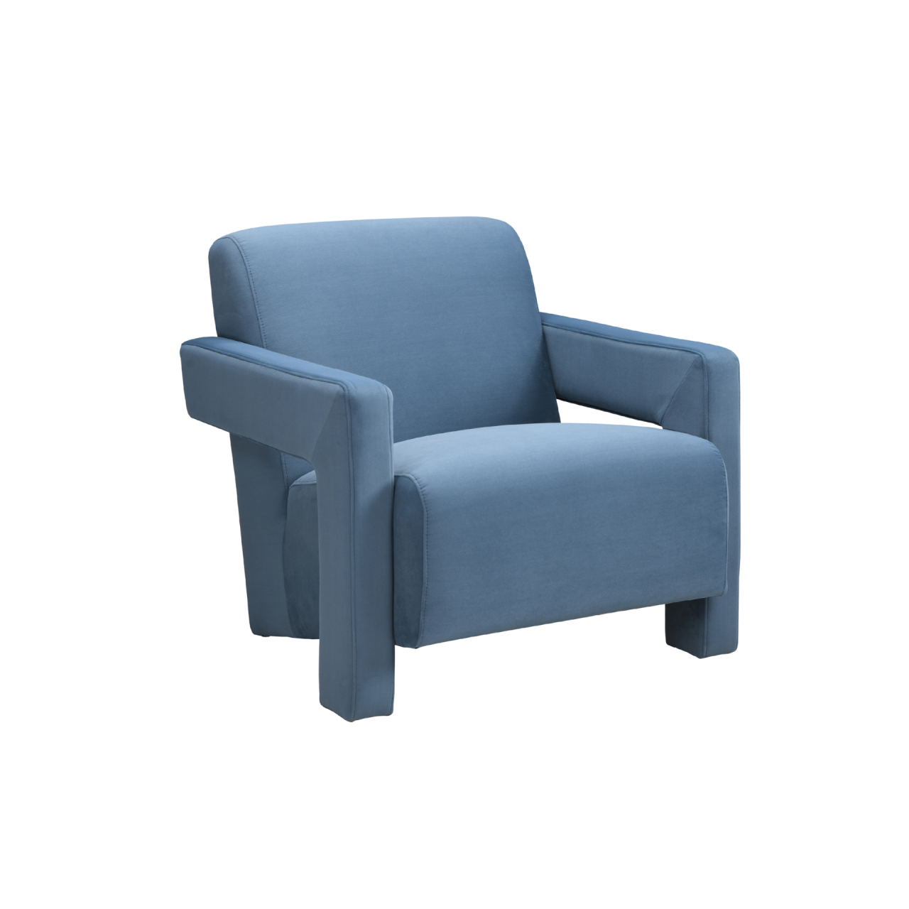 TWENTY10 Designs Everyday Living Collection Eco-Friendly Apex Armchair in Blue Velvet, 84 x 75 x 73 cm