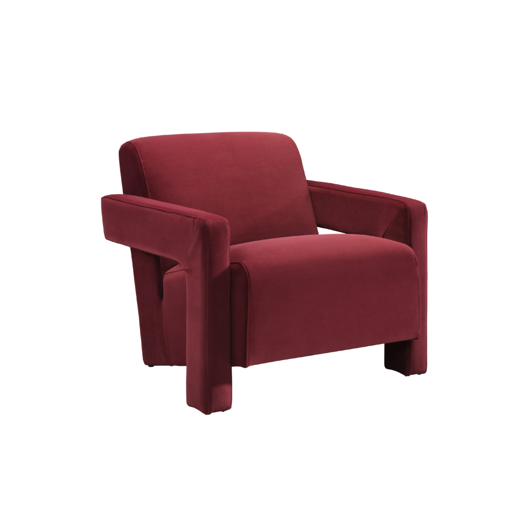 TWENTY10 Designs Everyday Living Collection Eco-Friendly Apex Armchair in Burgundy Velvet, 84 x 75 x 73 cm