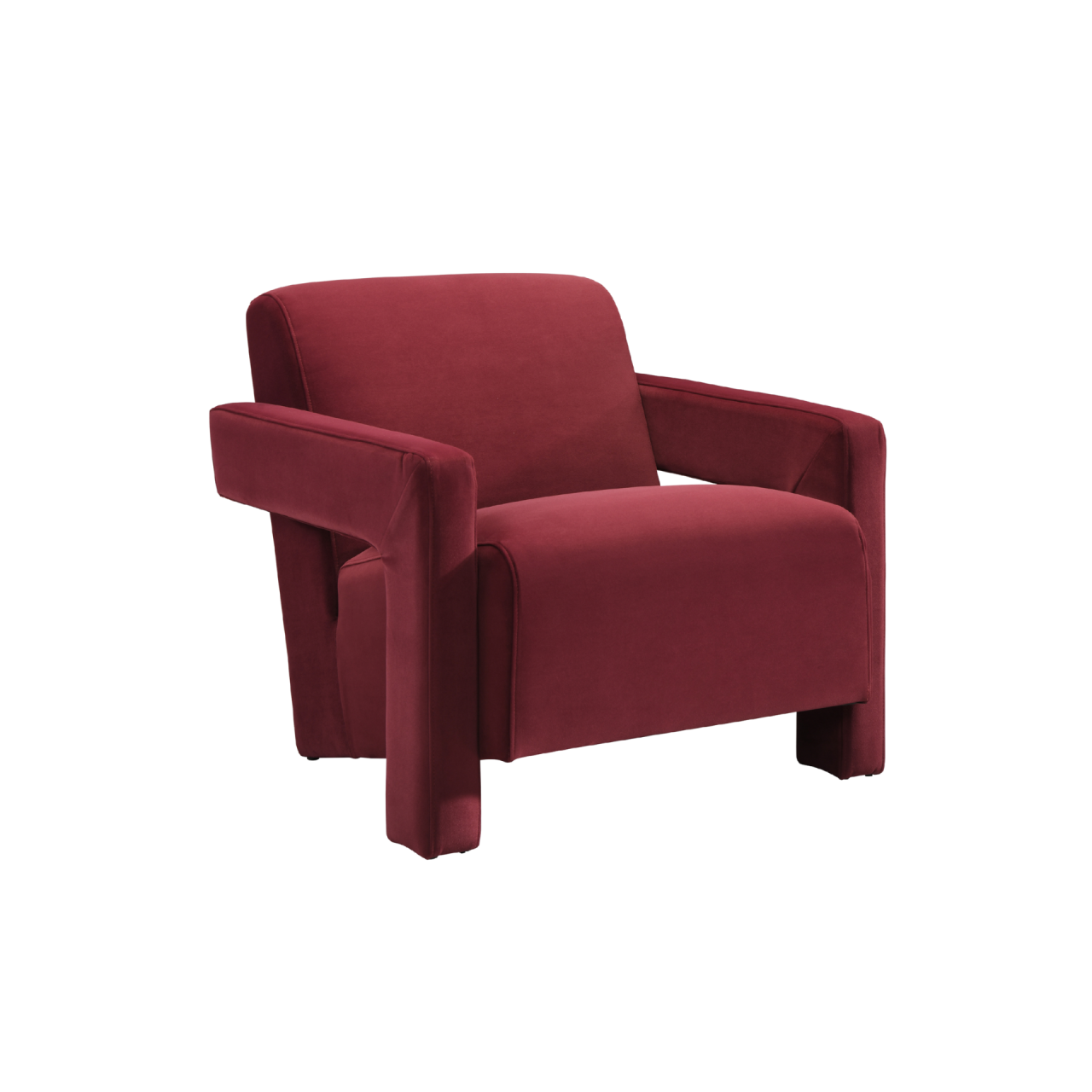 TWENTY10 Designs Everyday Living Collection Eco-Friendly Apex Armchair in Burgundy Velvet, 84 x 75 x 73 cm