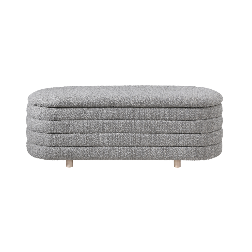 TWENTY10 Designs Everyday Living Collection Eco-Friendly Ripple Lidded Ottoman in Cologne Dove Boucle, 