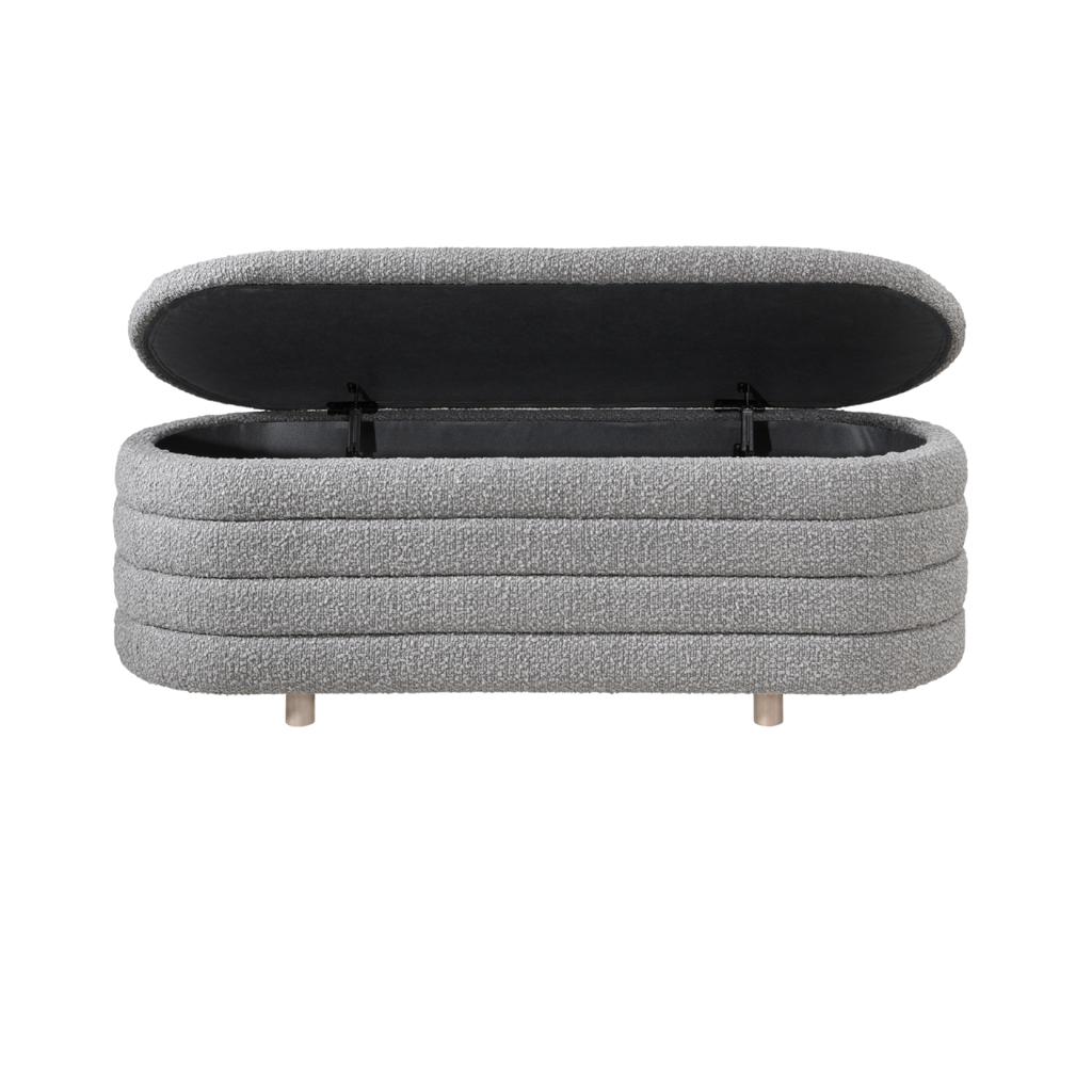 TWENTY10 Designs Everyday Living Collection Eco-Friendly Ripple Lidded Ottoman in Cologne Dove Boucle, 