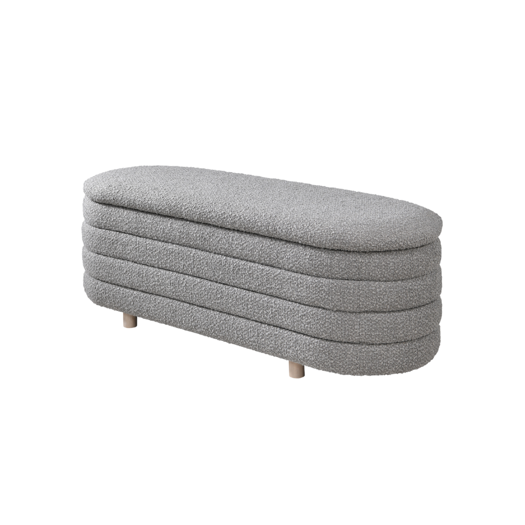 TWENTY10 Designs Everyday Living Collection Eco-Friendly Ripple Lidded Ottoman in Cologne Dove Boucle, 