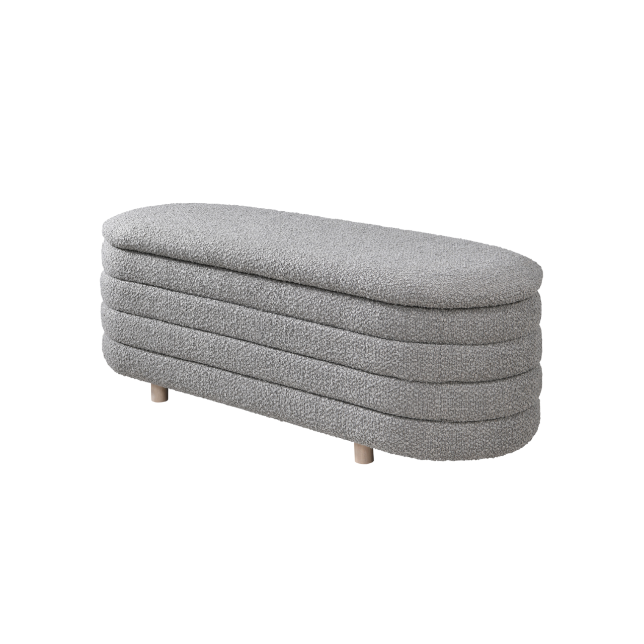 TWENTY10 Designs Everyday Living Collection Eco-Friendly Ripple Lidded Ottoman in Cologne Dove Boucle, 