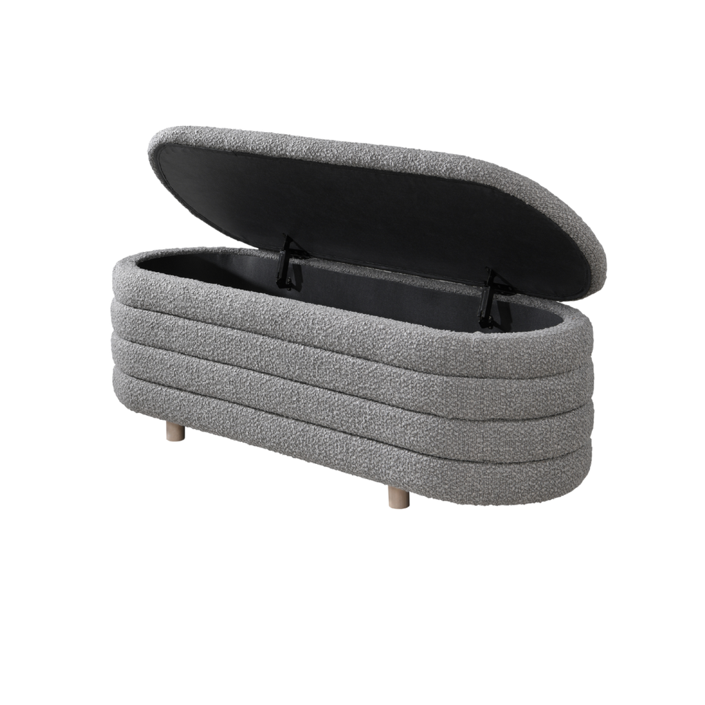 TWENTY10 Designs Everyday Living Collection Eco-Friendly Ripple Lidded Ottoman in Cologne Dove Boucle, 