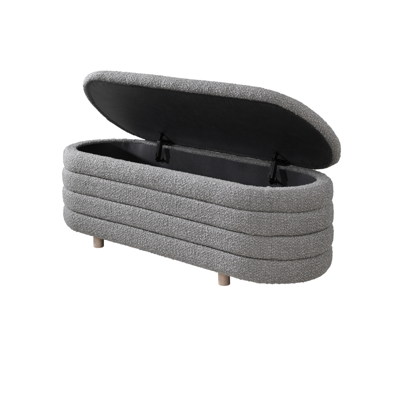 TWENTY10 Designs Everyday Living Collection Eco-Friendly Ripple Lidded Ottoman in Cologne Dove Boucle, 
