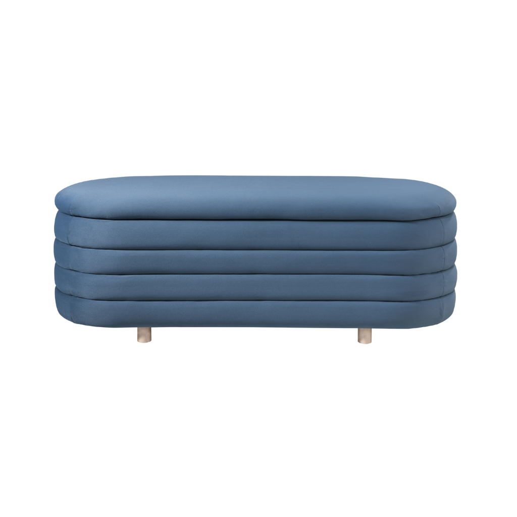 TWENTY10 Designs Everyday Living Collection Ripple Lidded Ottoman in Blue Velvet, 124 x 44.5 x 45 cm (Copy)
