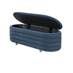 TWENTY10 Designs Everyday Living Collection Ripple Lidded Ottoman in Blue Velvet, 124 x 44.5 x 45 cm (Copy)