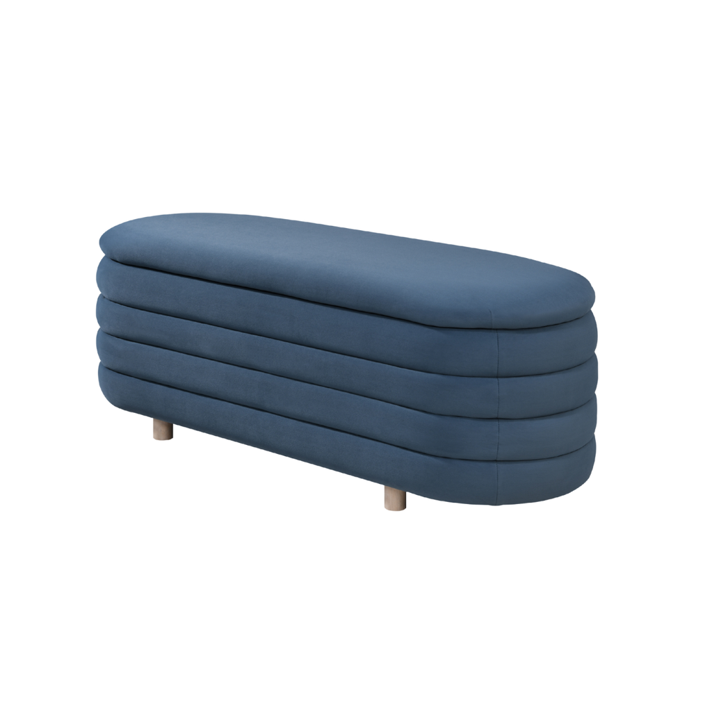 TWENTY10 Designs Everyday Living Collection Ripple Lidded Ottoman in Blue Velvet, 124 x 44.5 x 45 cm (Copy)