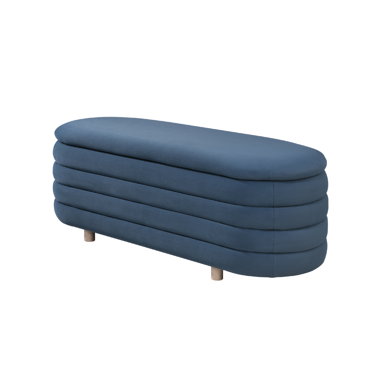 TWENTY10 Designs Everyday Living Collection Ripple Lidded Ottoman in Blue Velvet, 124 x 44.5 x 45 cm (Copy)
