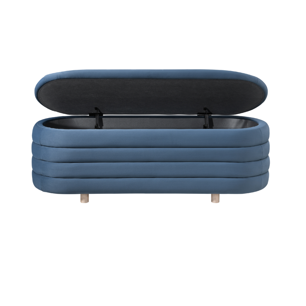 TWENTY10 Designs Everyday Living Collection Ripple Lidded Ottoman in Blue Velvet, 124 x 44.5 x 45 cm (Copy)