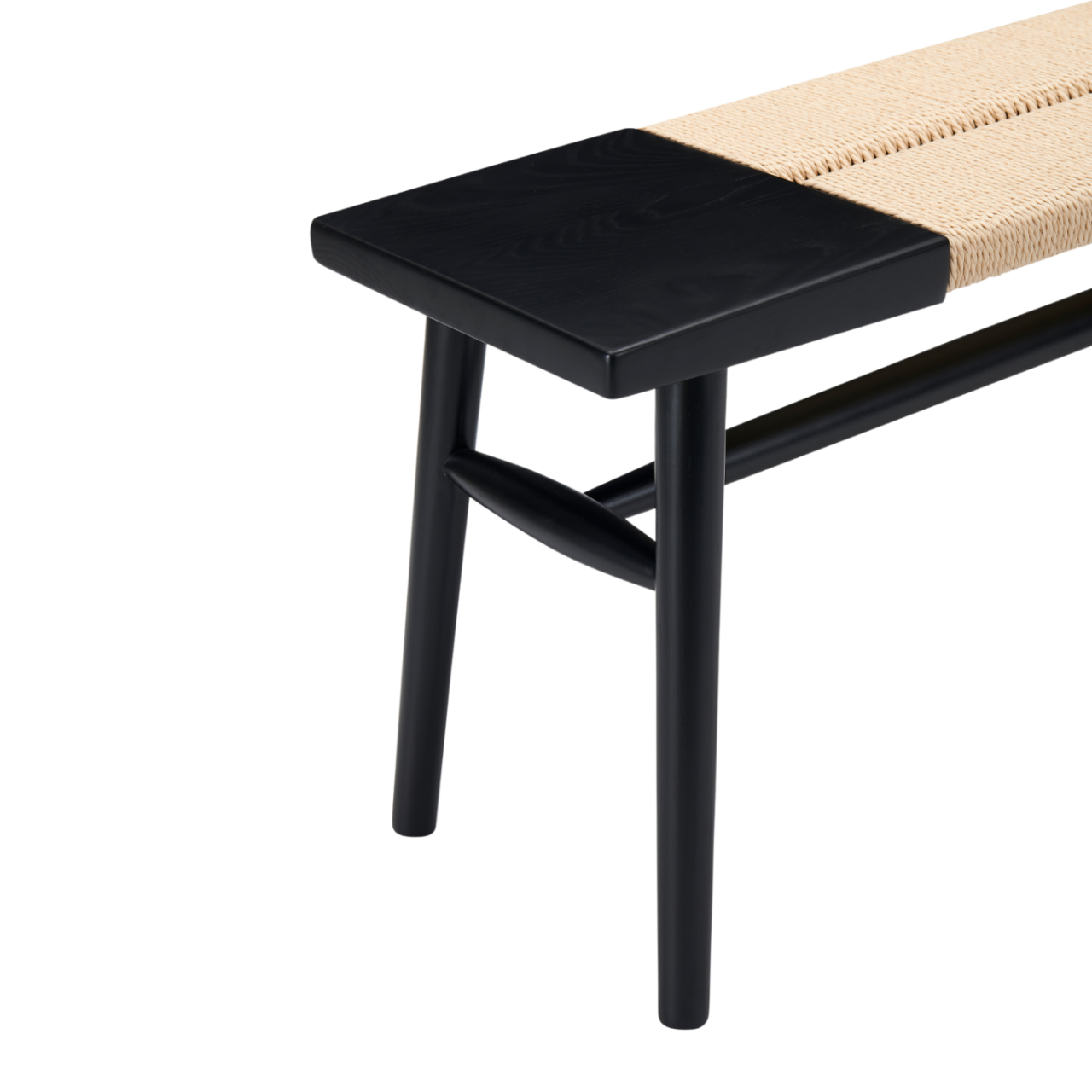 TWENTY10 Elder Bench in Black Ash with Rope Detail, 120cm