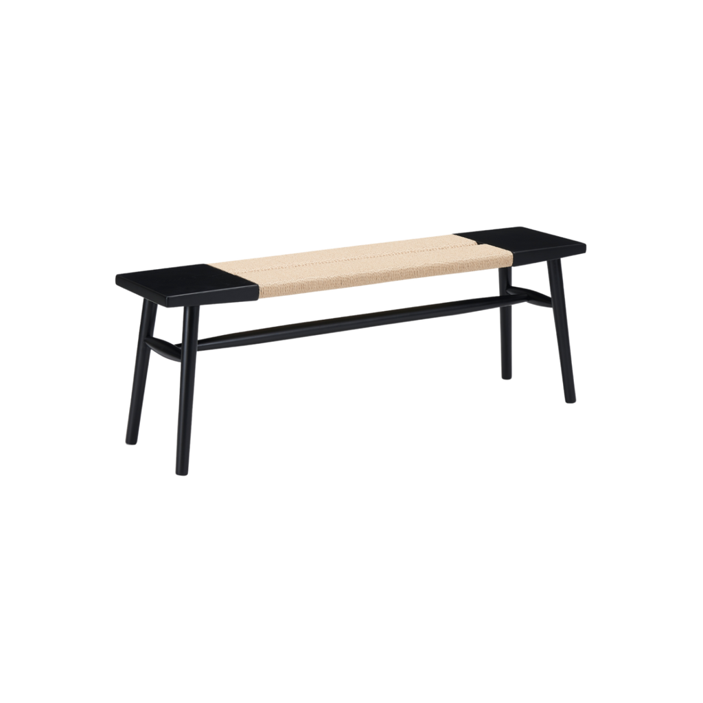 TWENTY10 Elder Bench in Black Ash with Rope Detail, 120cm